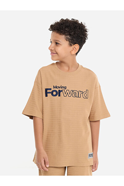 Victor and Jane By Styli Boys Brown Embroidered T-Shirt and Shorts Set