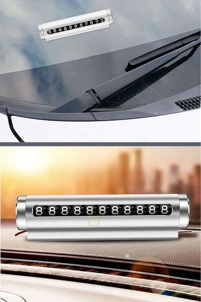 safestore Aluminum Case Gray Color Flip In-Car Phone Number Parking Auto Number
