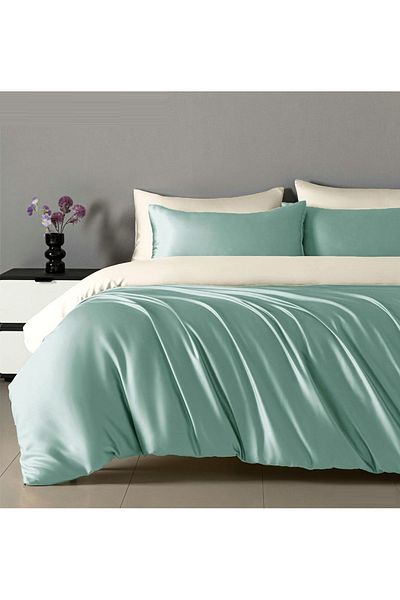 CHIRASO CHIRASO Bedding Set, Shiny SATIN, ELASTIC Sheet 180x200cm, Duvet Cover 200x230cm, 2 Pillowcases