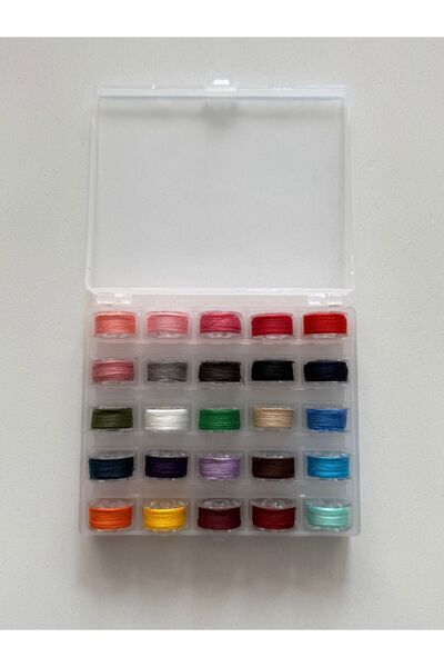 balım hobi evi مجموعة من 25 بكرة خيط ملونة لآلة الخياطة - مع صندوق شفاف، متوافقة مع الآلة المنزلية