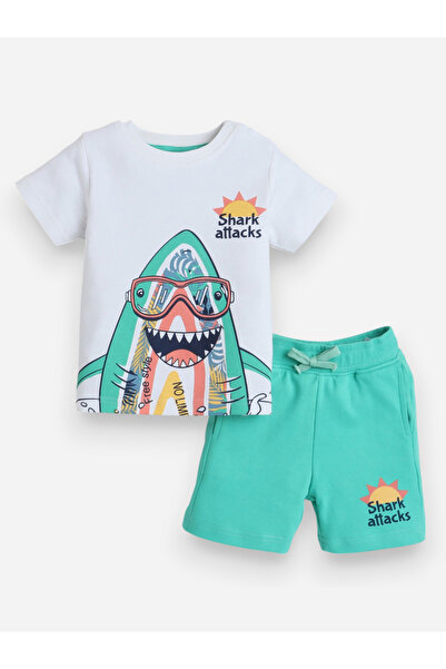 Victor and Jane By Styli Boys Cute Shark Graphic T-Shirt and Shorts Set