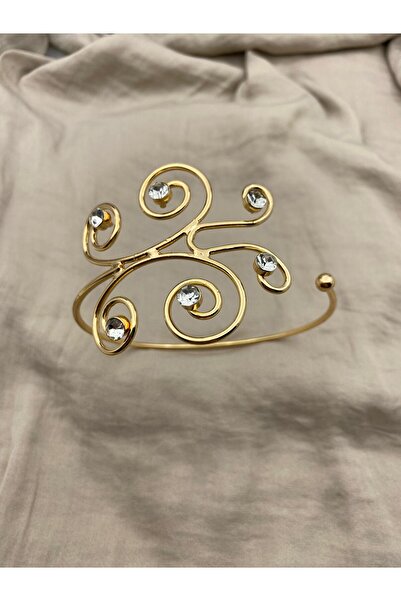 Hedef Bijuteri Zirkon Taşlı Gold Renk Ayarlanabilir Kol Pazu Bilekliği,Armcuff