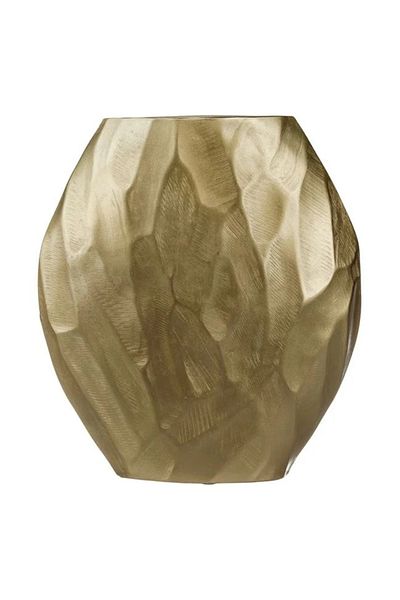 divendi-ro Decorative vase, with asymmetric pattern, made of polyresin, dimensions 26x9x29cm, gold color