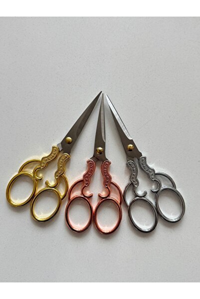 balım hobi evi 11 cm Sparkle Pattern Embossed Bronze Engagement & Embroidery Scissors | Decorative and Sharp Tip
