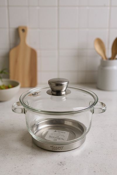 Taşev Baron Steel Induction Base Glass Pot 1500ml