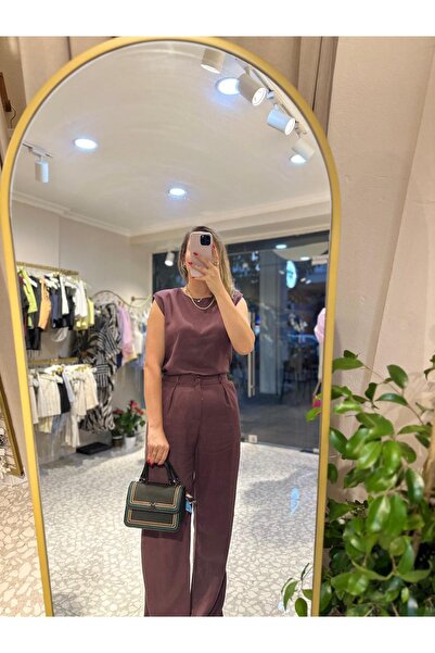 MU&ME BOUTİQUE طقم بنطلون كتان + بلوزة بدون أكمام