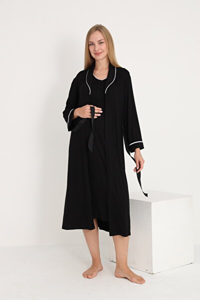 Miss Dünya Lissa Σετ νυχτικό με κουμπιά και λεπτομέρεια γιακά για εγκύους και...