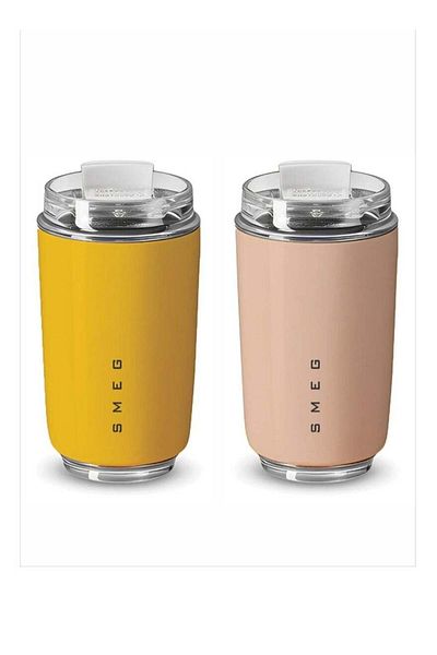 SMEG Travel Mug, Insulated Coffee Tumbler, Leak Proof Stainless Steel Thermal Reusable Coffee Cup, L
