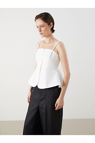 LC Waikiki Ecru Square Neck Rope Strap Blouse