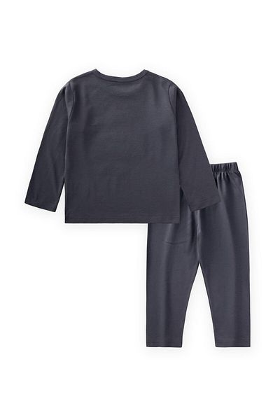 Cigit Rocket Appliqued Long Sleeve T-Shirt Set 1-6 Years Smoked