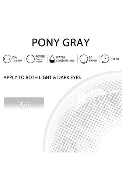 OEM Lentile de contact colorate gri, gri ponei, 365 de purtări, cosmetice, fără dioptrii