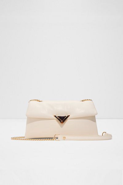 Aldo Largesoftpuff - Women's Chain Handle Large Size Ecru Crossbody Bag