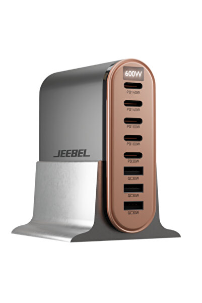 Jeebel محطة شحن سطح المكتب VoltOn GaN 600W، 8 منافذ USB-C وA مع PD140W وQC30W...