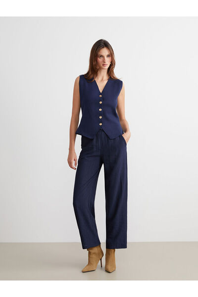 LC Waikiki Create Your Style from Uzg Store |   Textured Women's Trousers with Elastic Waist