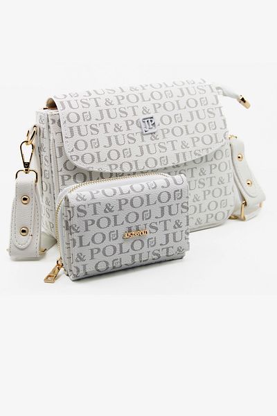 Just Polo Women's Three Compartment Shoulder Bag and Wallet Combination