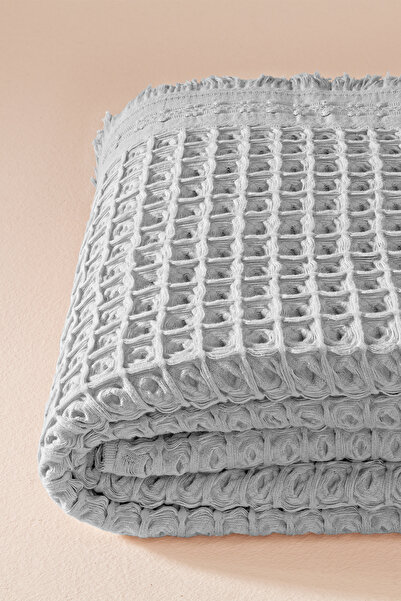 Penelope %100 Pamuk Dokuma Yatak Örtüsü 240x250 cm Gri - Belinda Serisi