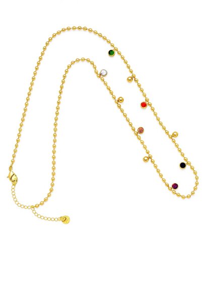 NAYBER FASHİON KADIN PASLANMAZ ÇELİK RENKLİ TAŞLI KOLYE