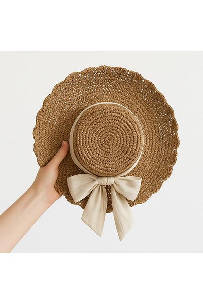 La Merry MuMonde Mumonde Bow Hand Knitted Straw Hat