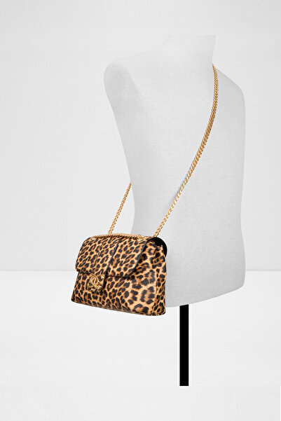 Aldo CCHARLICARRY - Geantă de damă maro medie, cu mâner cu lanț și închidere magnetică