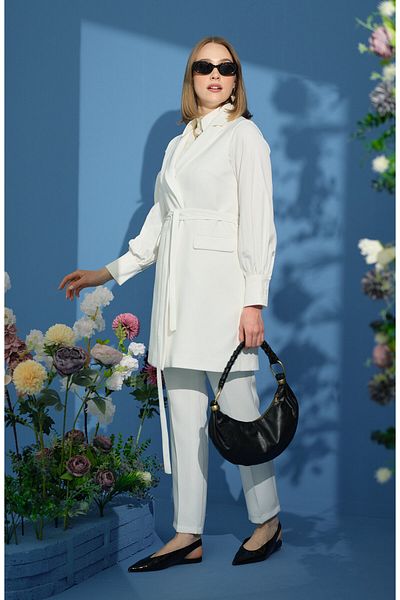 Fatma Atasoy Tie-Up Vest Ecru