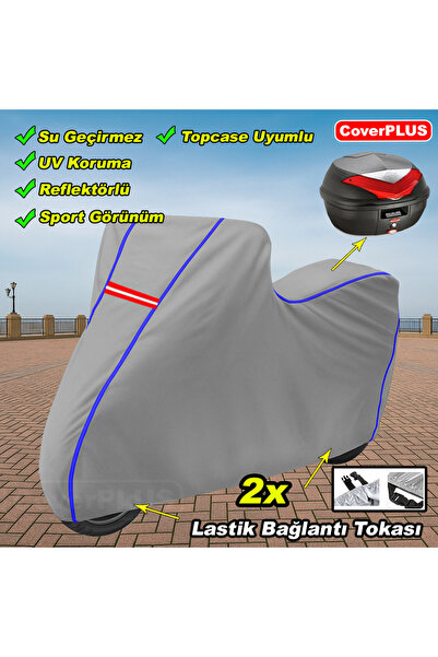 MotoEN Reflektörlü Sport Gri MAVİ DİKİŞLİ Voge SR4 Maksi 350 Arka Çanta Uyuml...