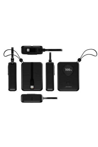 Jeebel 10000mAh Black Power Bank with Digital Display 22.5W PD Fast Charging & Lightning and Type-C Cables