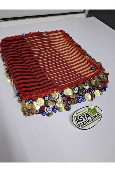 ASYA PAZARLAMA 5 Pieces of Henna Handkerchiefs, Wedding Handkerchiefs, Wedding Handkerchiefs, Keşan, Henna Handkerchiefs with Evil Eye Beads