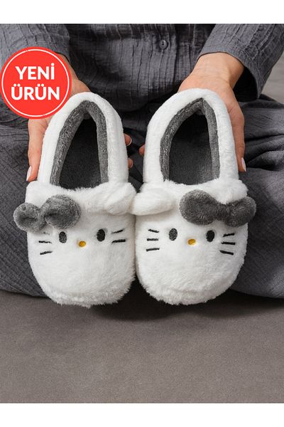 STOCON Girl's Plush House Slippers with Hello Kitty Figure – Soft, Non-Slip and Warm Women's Slippers Stc1141
