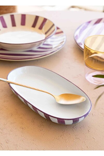 The Mia Joy Oval Servis 2li Set Mor 11x21x3 cm