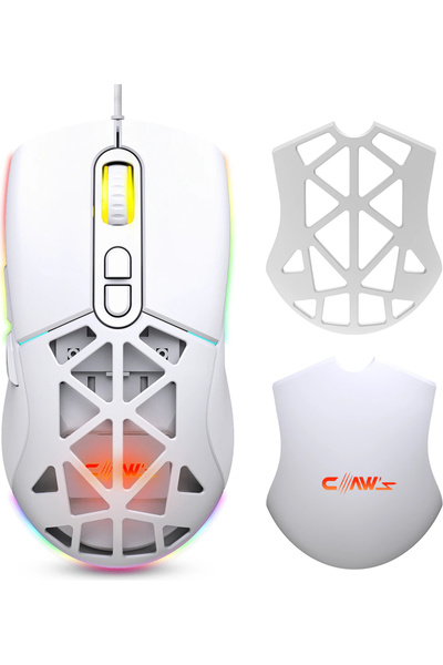 Claw's Nexus X1 12800 Dpi Reflex Örgü Kablolu & Değiştirilebilir Kapaklı Gaming Mouse - Beyaz