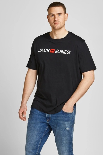 Jack & Jones Μπλουζάκι με λογότυπο και λαιμόκοψη ποδηλάτου - Υπερμεγέθη