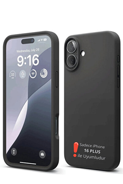 Evax (ASTARLI) iPhone 16 Plus Uyumlu Astarlı Dışı Silikon İçi Kadife Esnek Yu...