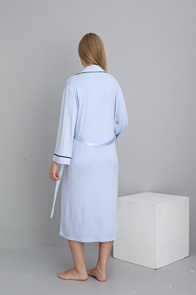 Miss Dünya Lissa Buttoned Maternity and Maternity Nightgown Set with Collar Detail