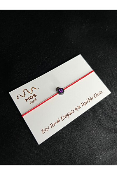 Mos Tespih Letter U Adjustable Drawstring Luck Bracelet