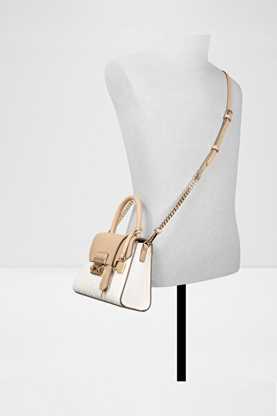 Aldo CRELLITA - Geantă albă de dimensiuni mici pentru femei, cu închidere dublă de culoare