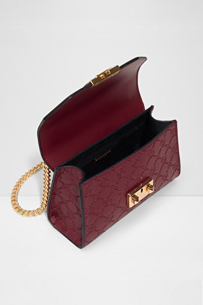 Aldo Crelalle - Women's Small Size Chain Handle Metal Closure Claret Red Crossbody Bag