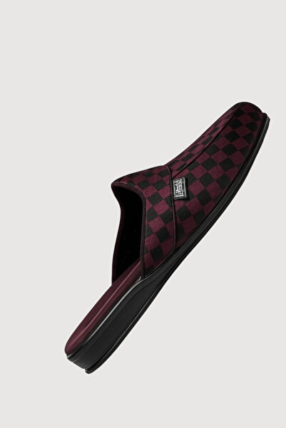 vory Ανδρικές παντόφλες σπιτιού με καρό σχέδιο σε μπορντό χρώμα, δώρο για γαμπρόν VR.GC.03.T85.Y19