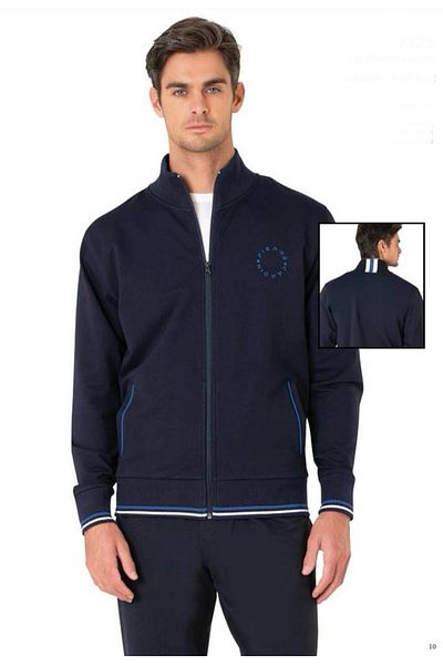Pierre Cardin Men's Navy Blue Cotton Zippered Tracksuit Set .R.O1.P.I.Erş.7.E.L.T