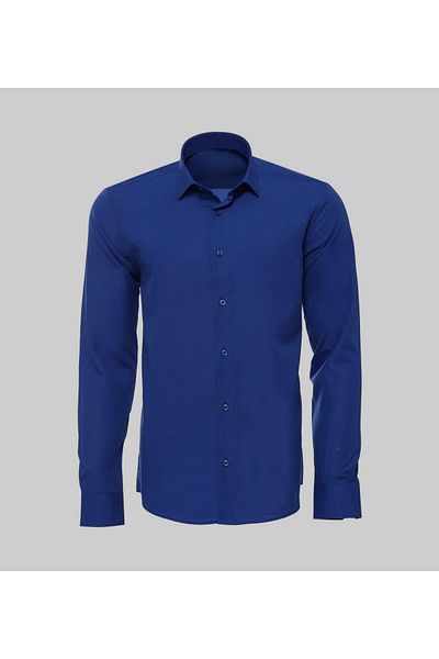 nightblack Classic Comfortable Fit Single Pocket Long Sleeve Ironable Shirt Saks Blue