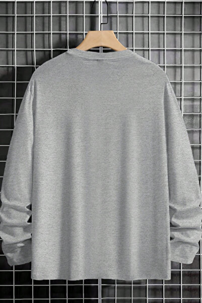 Tarz Cool Men's Gray Lycra Crew Neck Slim Long Sleeve T-Shirt
