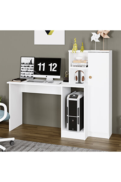Kalender Dekor Aynur Dolaplı Raflı Çalışma Masası Bilgisayar Masası