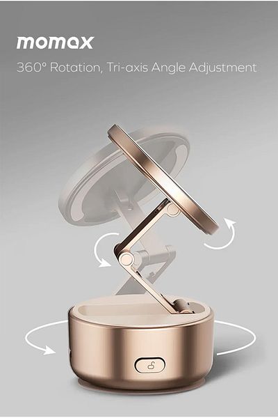 Momax 1-Snap Go 360° Auto-Suction Foldable Magnetic Phone Stand - Titanium
