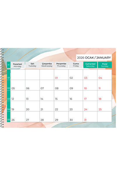 NATURELBASIM 2026 MASAÜSTÜ DEFTER PLANLAMA TAKVİM 23X33 CM