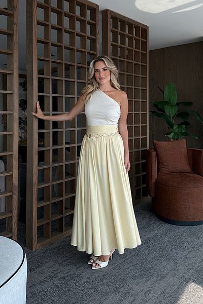 Laluvia Yellow Flared Skirt