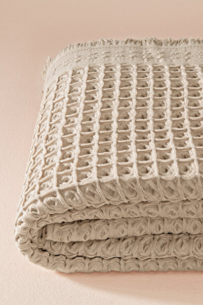 Penelope %100 Pamuk Dokuma Yatak Örtüsü 240x250 cm Taş - Belinda Serisi