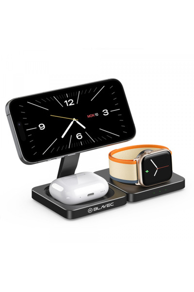 Blavec Încărcător wireless BQI-02 3 în 1, 15 W, 1,67 A, Negru