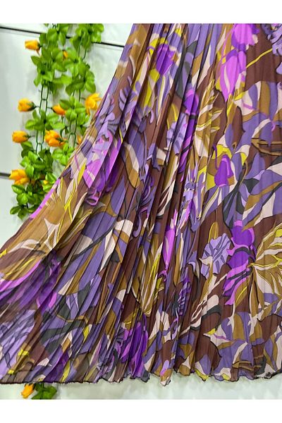edu collection Chiffon Kiloş Bell Skirt with Print