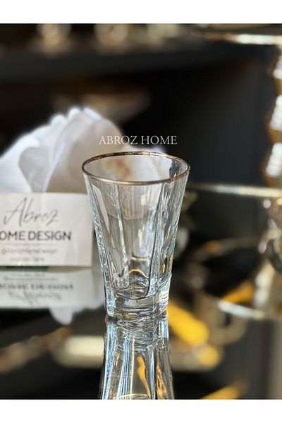 ABROZ HOME DESIGN Coffee Side Water Glass / Silver Stripe