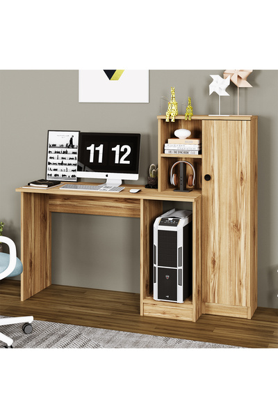 Kalender Dekor Aynur Dolaplı Raflı Çalışma Masası Bilgisayar Masası
