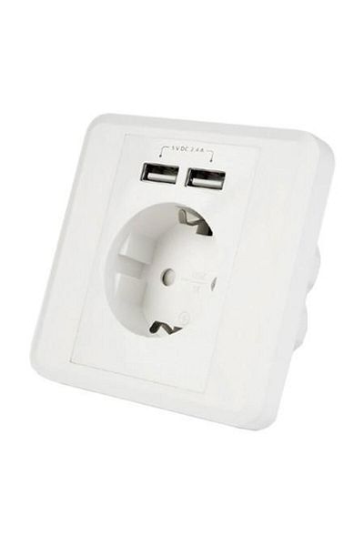 Gembird Priza Schuko perete G-EGACU2A201, 2 x USB (Alb)